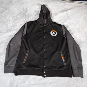 Blizzard Overwatch Snap Button Bomber Jacket Mens XL Slim (Estimated) Hooded